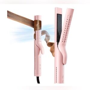 Airflow Curling Flat Iron Hair Straightener Curler 2in1 Ionic Curling Wand 1.25”